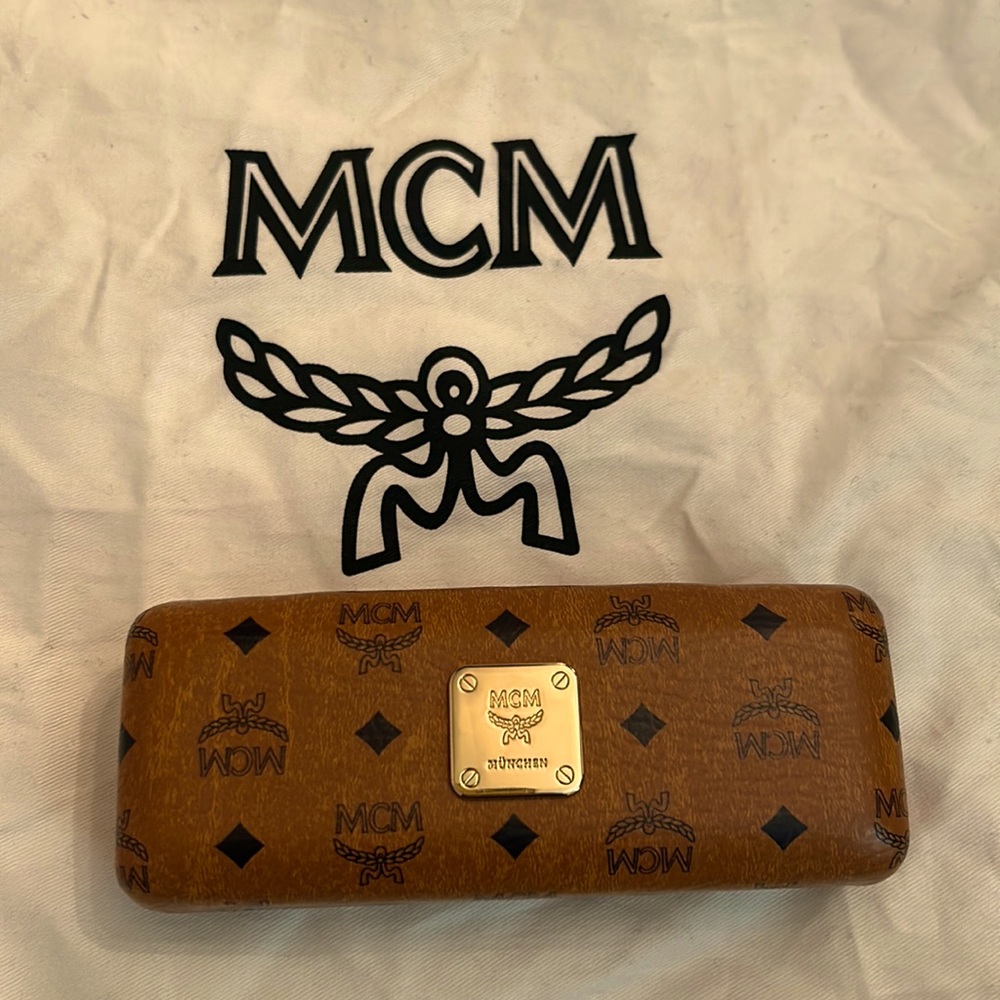 Authentic MCM hard case for glasses original cognac brown with black
